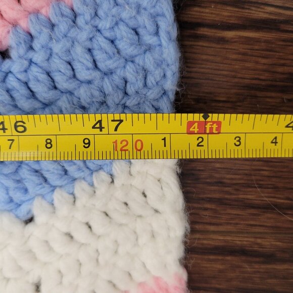 Handmade Afghan Crochet Chevron Stitch Baby Blanket Pink Blue Gift Newborn Knit - Picture 6 of 7